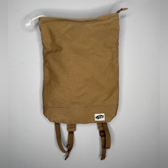 Vans Off The Wall - Brown Canvas Backpack, Zip top, Foldover Bag - Picture 2 of 9